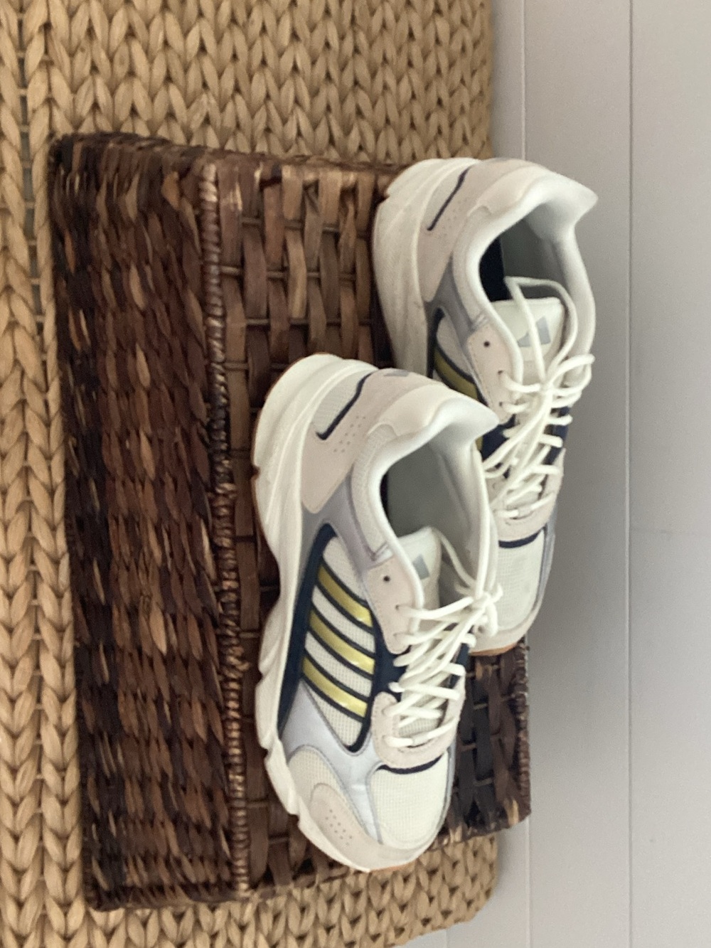 adidas White Navy and Yellow Athletic Sneakers